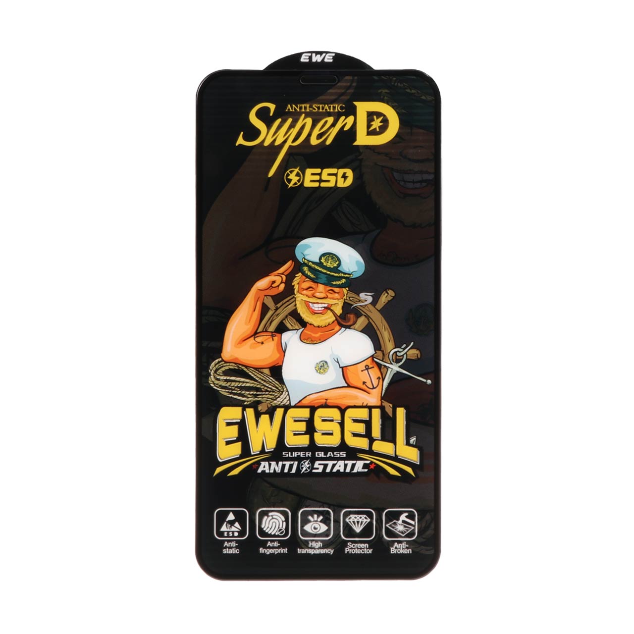 محافظ صفحه نمایش شیشه ای فول کاور Super D Esd Ewesell مناسب برای آیفون X، آیفون XS و آیفون 11 پرو