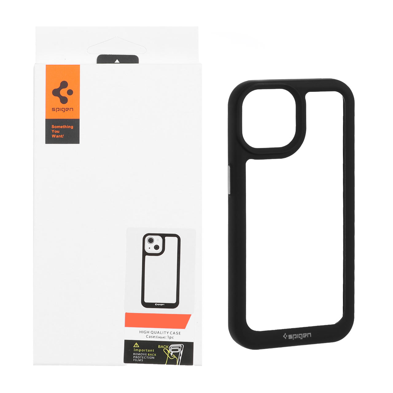 قاب اورجینال Spigen شفاف مشکی مناسب برای آیفون 15، آیفون 14 و آیفون 13