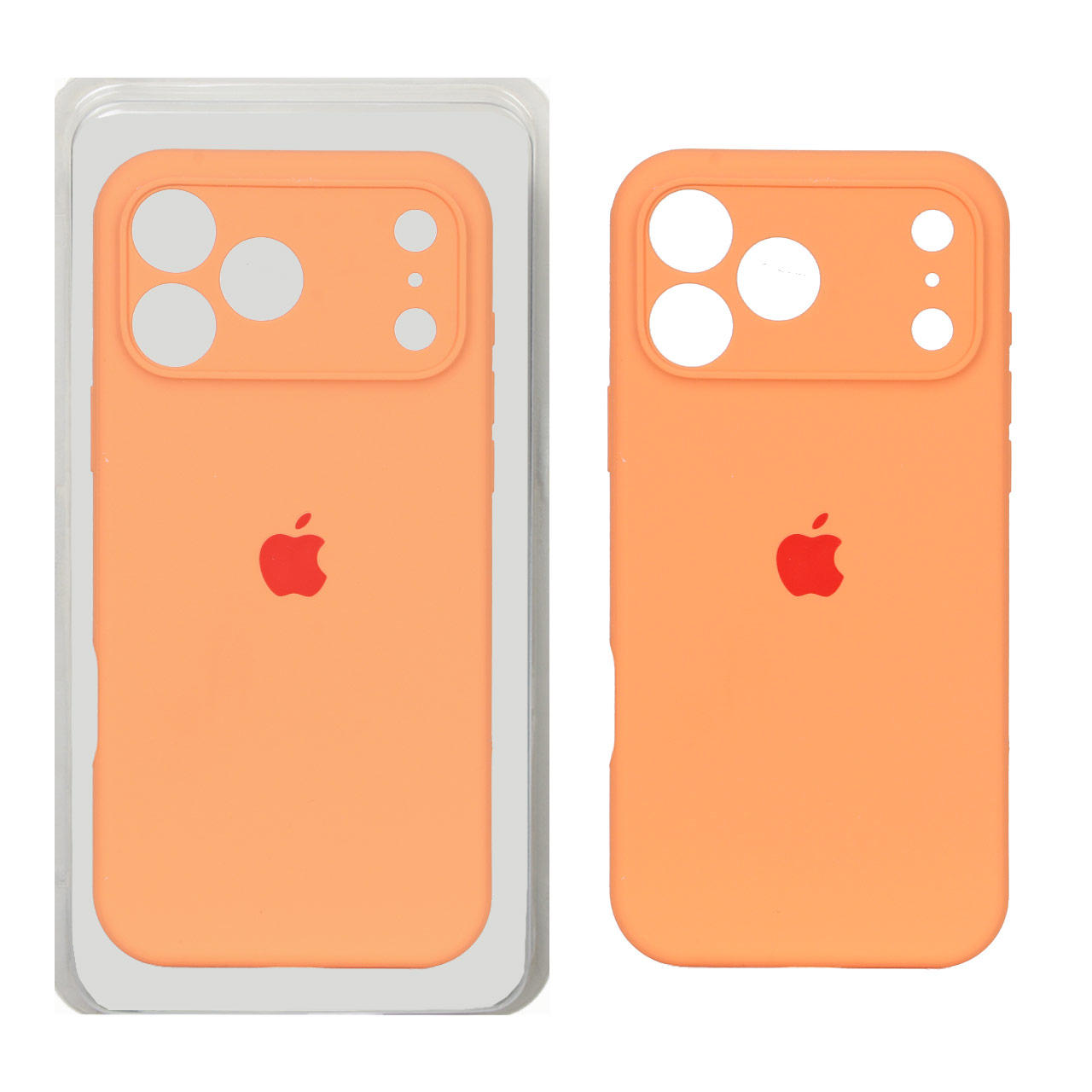 قاب سیلیکونی محافظ لنزدار اورجینال Apple iPhone 17 Pro Max - نارنجی روشن