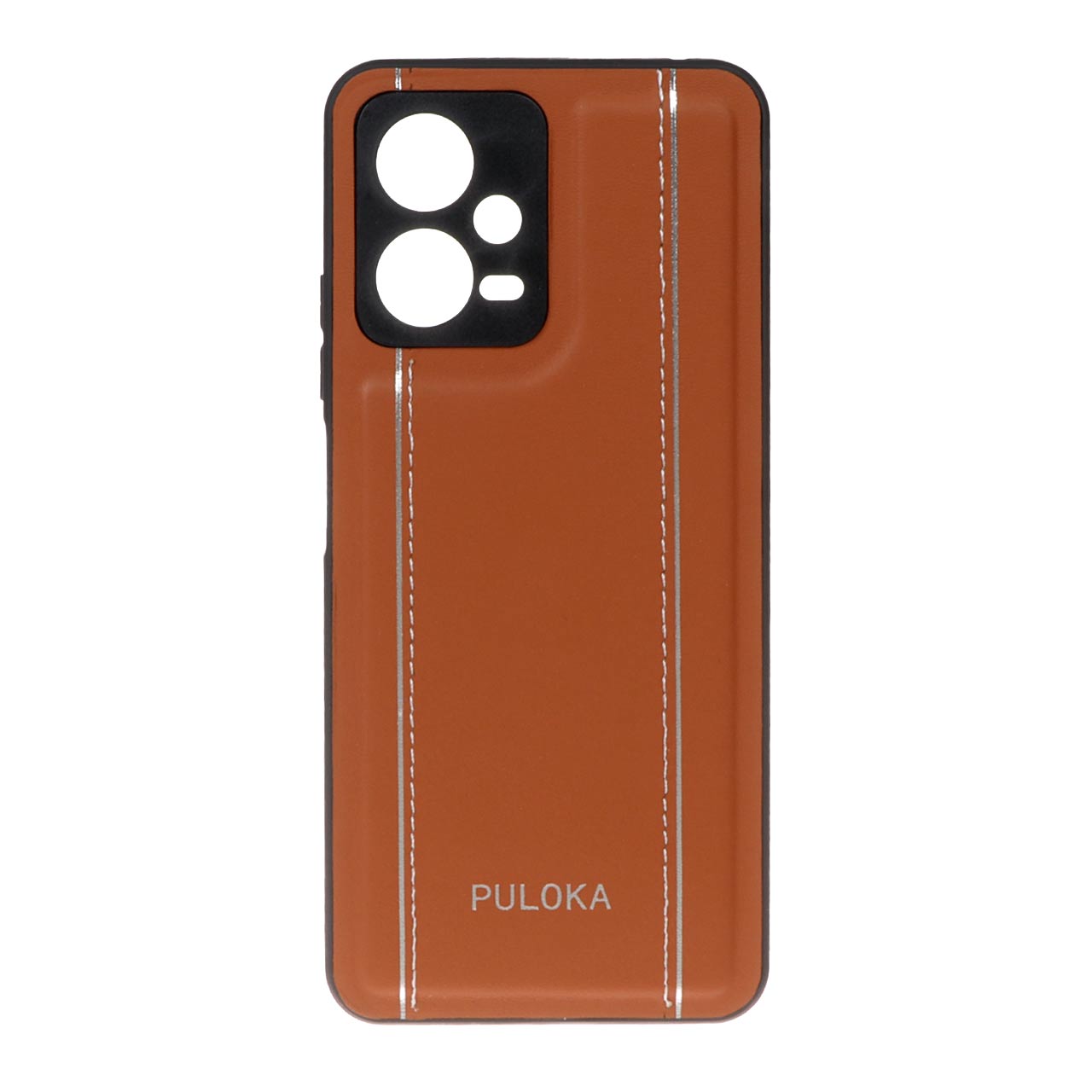 قاب طرح چرم دوخت دار Puloka قهوه‌ای مناسب برای شیائومی ردمی نوت 12 5G و پوکو X5