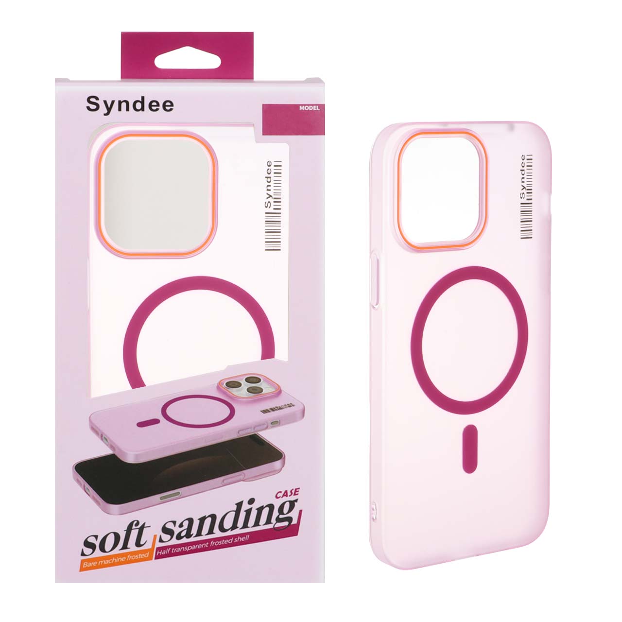 قاب اورجینال Syndee پشت مات MagSafe مدل Apple iPhone 14 Pro Max - سرخابی (پک دار )