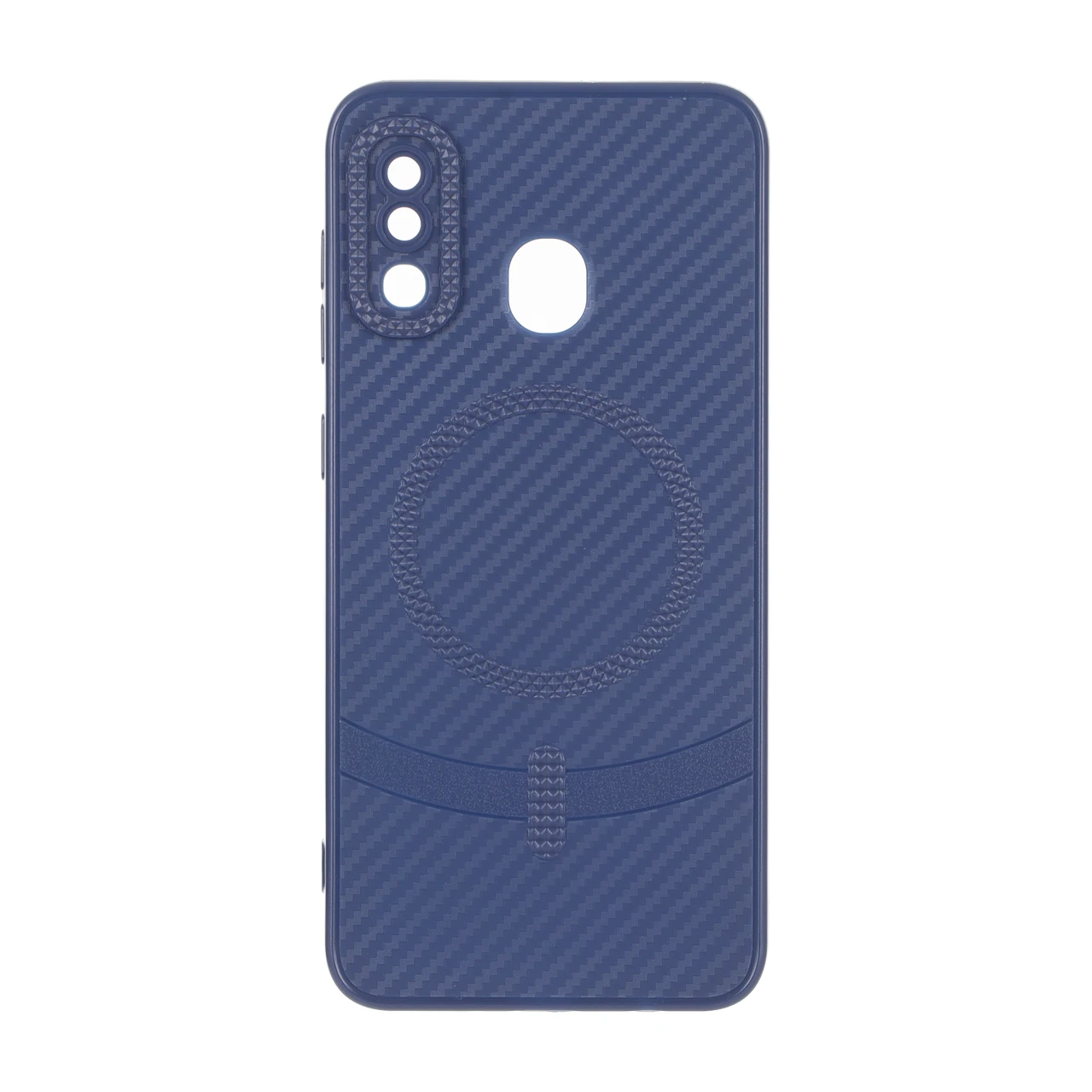 قاب هاشور لنز برجسته طرح مگ سیف سوزنی Samsung Galaxy A30 / A20 - سرمه ای