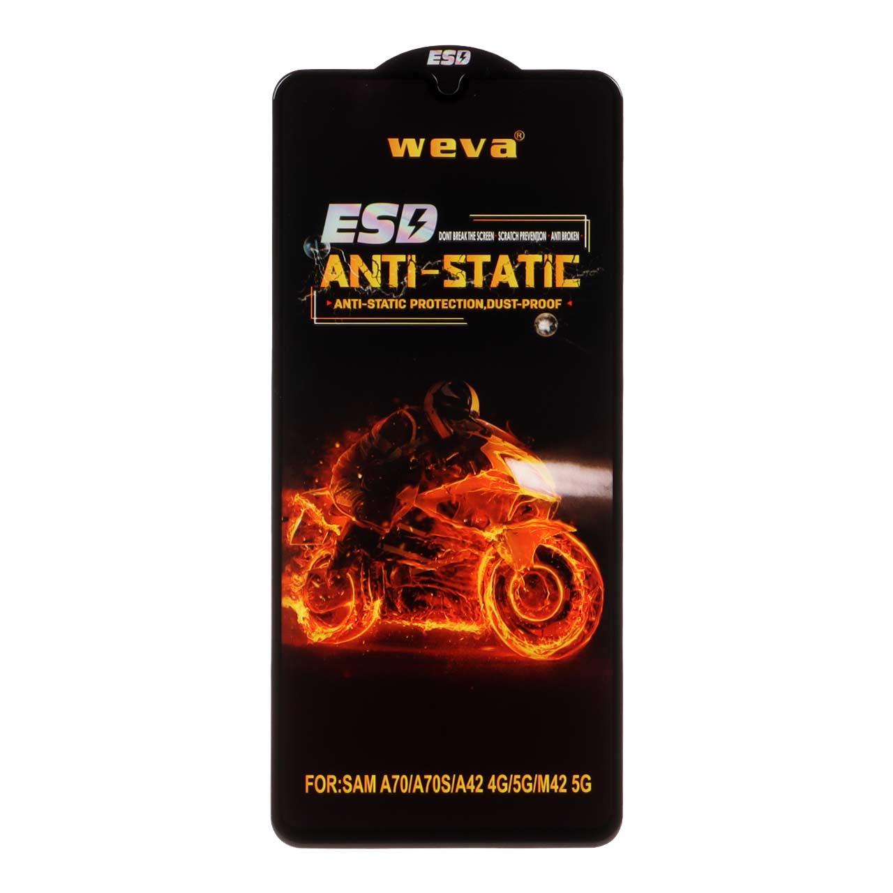 محافظ صفحه نمایش شیشه‌ای فول کاور Weva ESD Anti Static مناسب برای سامسونگ A70/A70S/A42/M42