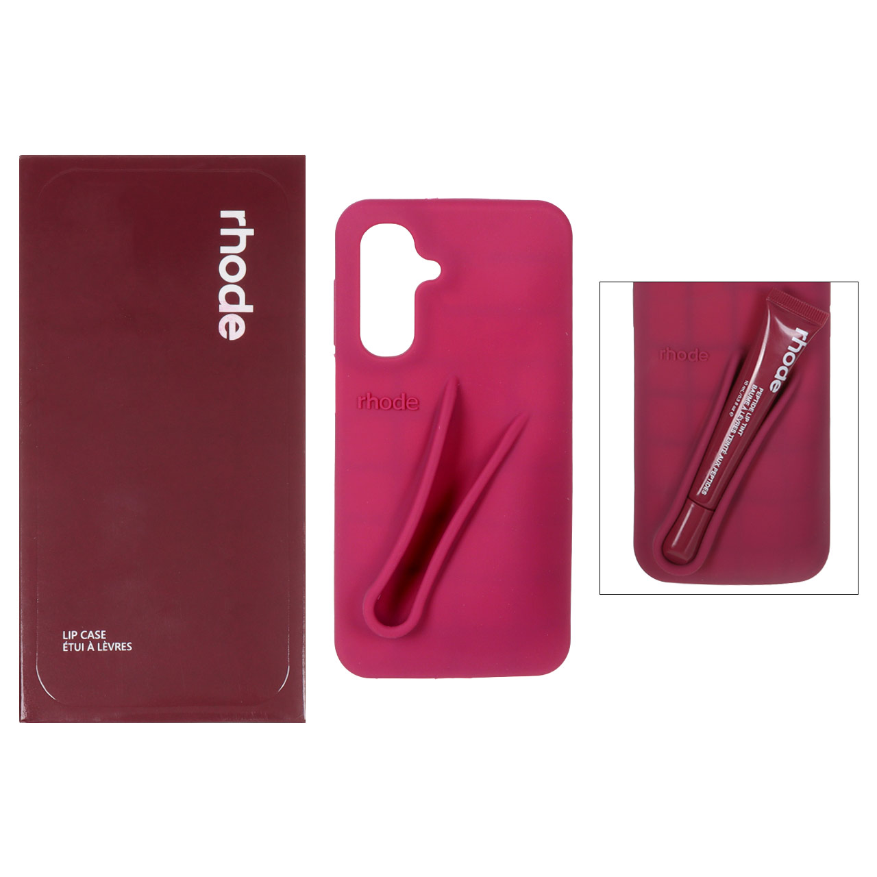 قاب سیلیکونی پاک کنی اورجینال rhode با ست لیپ گلاس Samsung Galaxy A17 / A16 / A26 - آلبالویی