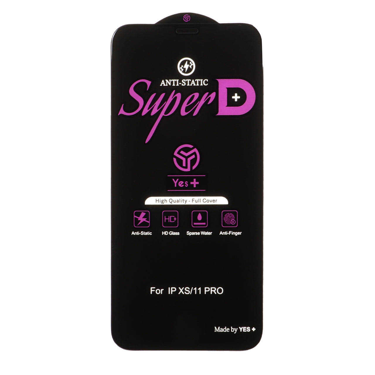 محافظ صفحه نمایش شیشه‌ای Super D Anti Static Yes Plus مناسب برای آیفون 11 پرو، آیفون XS و آیفون X