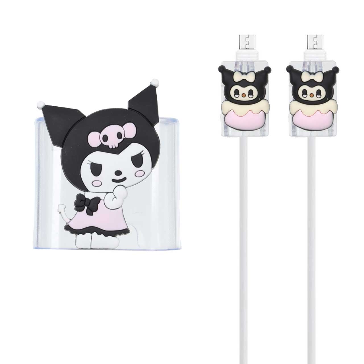 ست محافظ کابل و شارژر فانتزی طرح Kuromi مناسب برای شارژر سامسونگ 25 وات