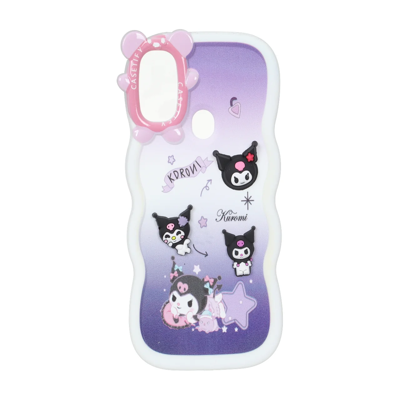 قاب طرح کنگره ای محافظ لنز عروسکی برجسته Kuromi مناسب برای سامسونگ گلکسی A11 و M11