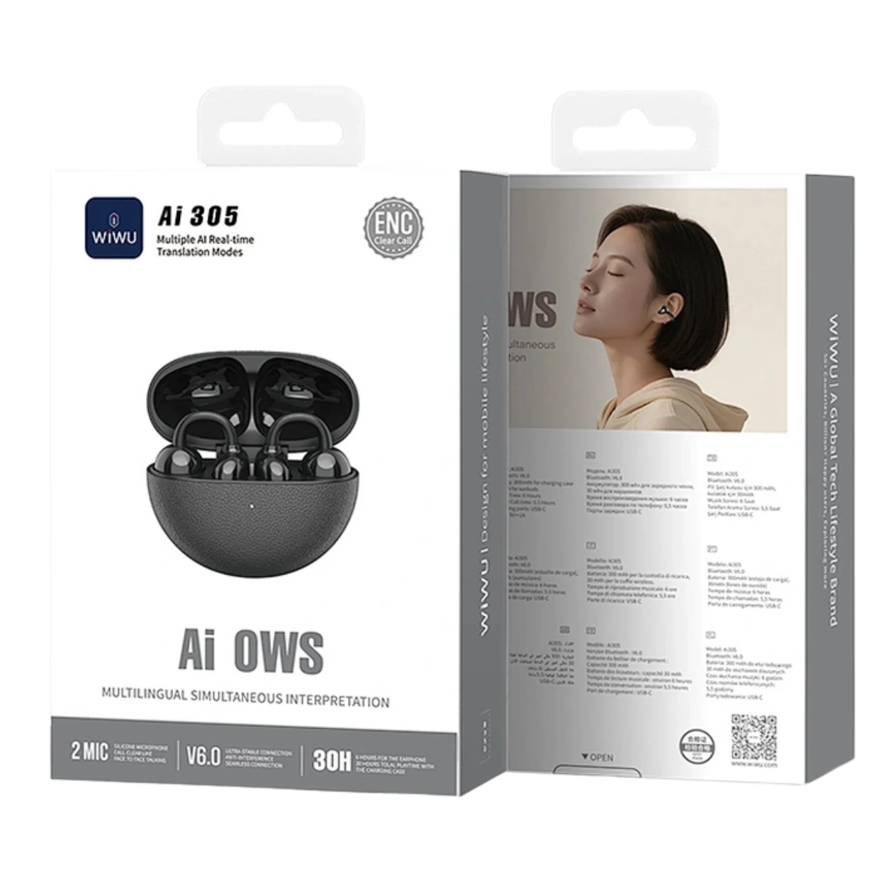 ایرفون بی‌سیم Wiwu مدل Ai OWS Ai305 مشکی