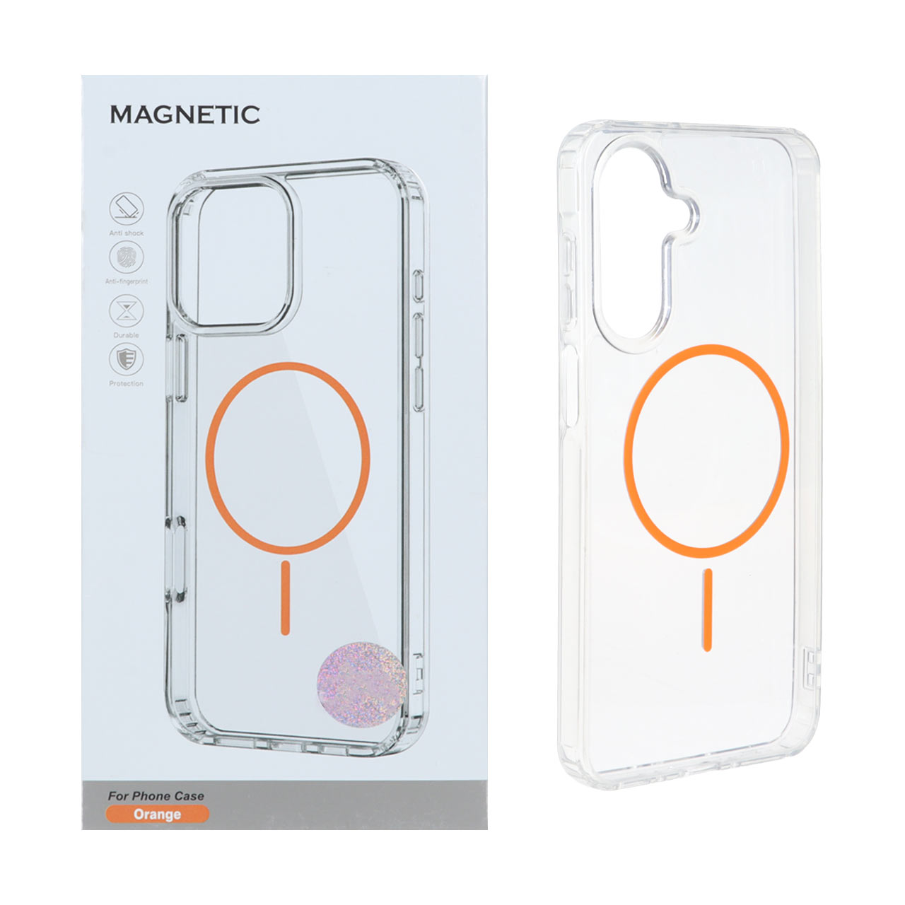 قاب طرح اورجینال Magnetic دور ژله ای مگ سیف مناسب برای سامسونگ گلکسی A15 - نارنجی