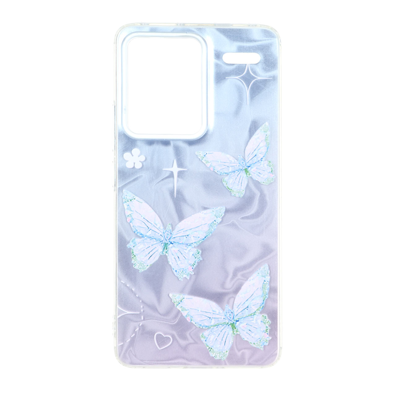 قاب طرح پروانه Silver Cloud دور ژله‌ای مناسب برای شیائومی ردمی نوت 13 پرو پلاس 5G