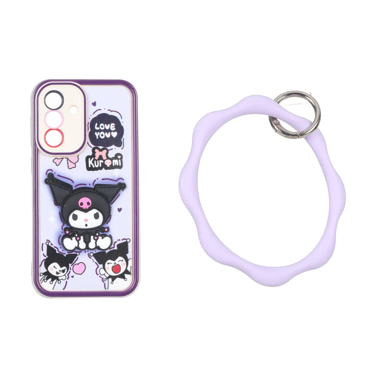 قاب Solid Case عروسک برجسته النگویی محافظ لنز رنگی Samsung Galaxy A56 / A36 - طرح 622