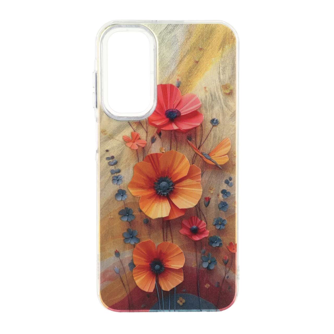 قاب طرح Flower اطلسی دور شفاف مناسب برای سامسونگ گلکسی A15