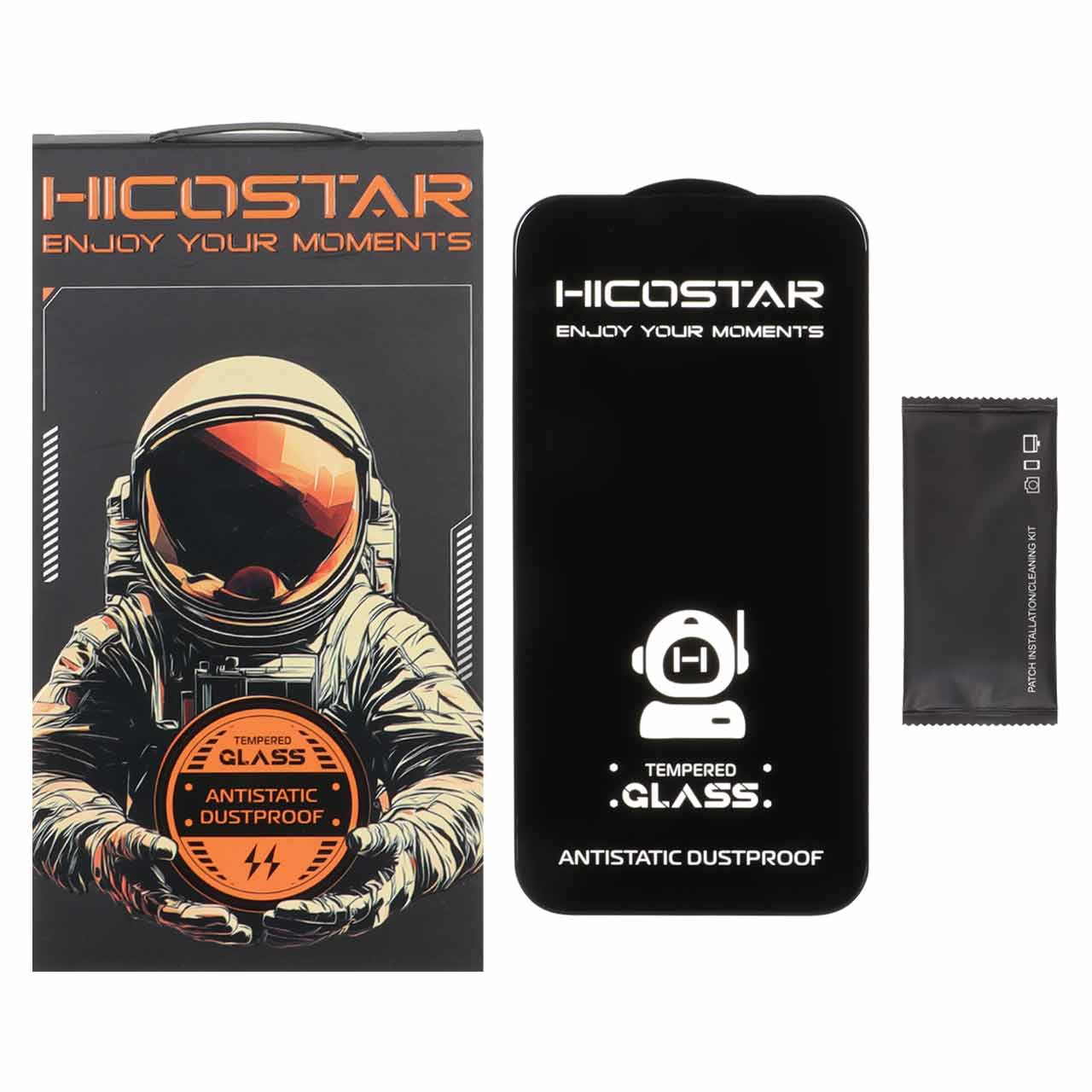 محافظ صفحه نمایش شیشه ای فول کاور آنتی استاتیک HICOSTAR مناسب برای آیفون 14 پرو مکس