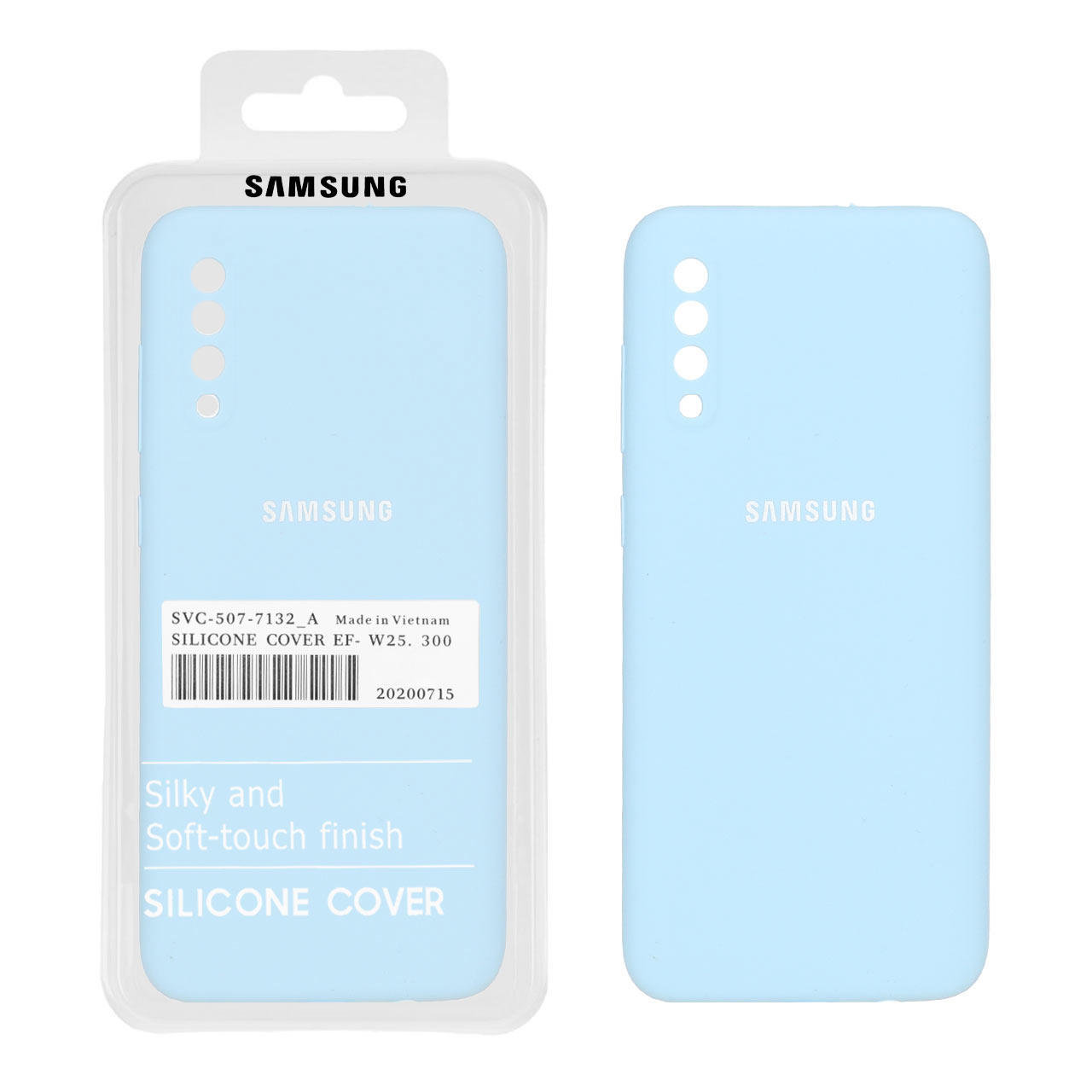قاب سیلیکونی پاک کنی اورجینال درجه یک Samsung A70 / A70S - آبی آسمانی (پک دار)