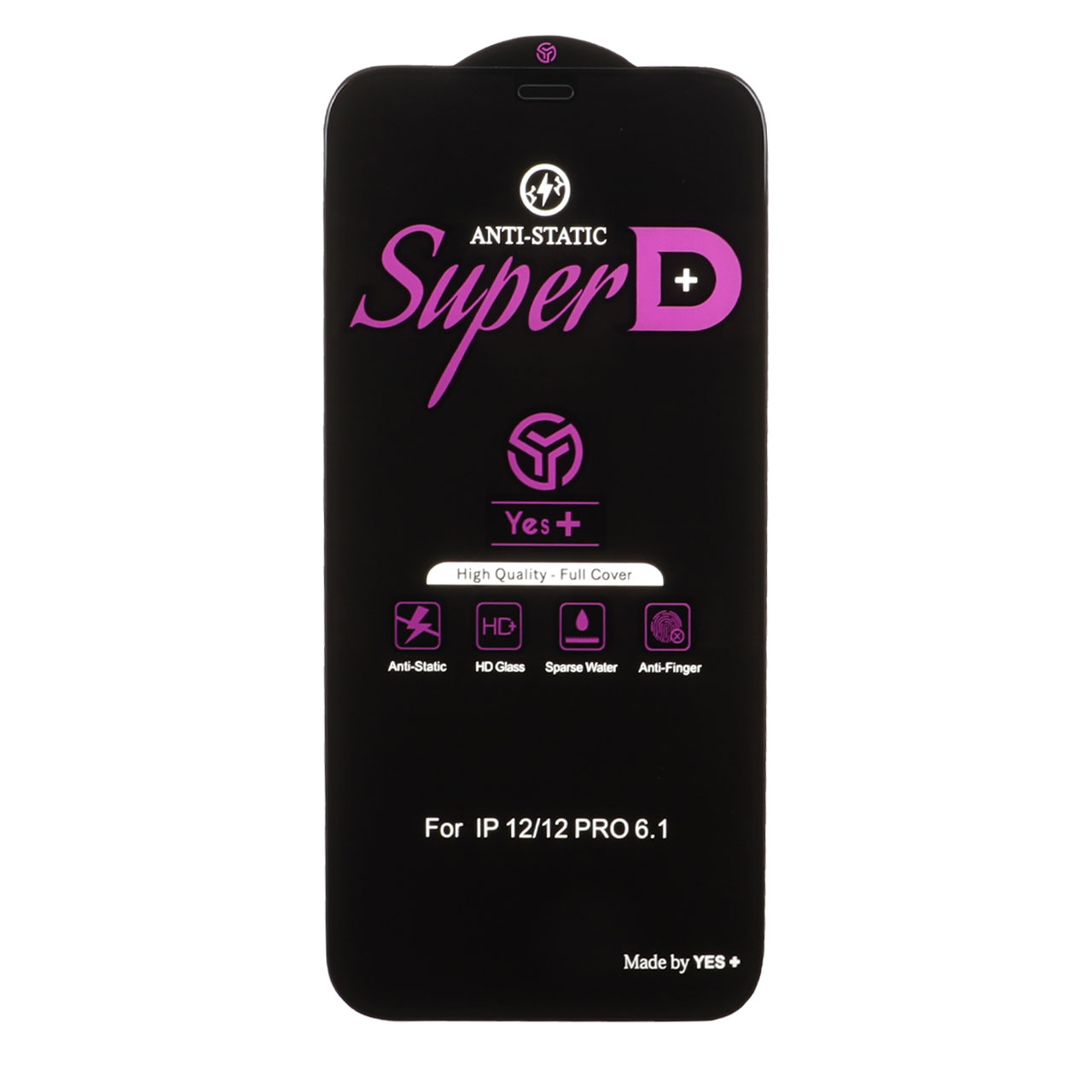 محافظ صفحه نمایش شیشه ای ضد الکتریسیته Super D Yes Plus مناسب آیفون 12 و آیفون 12 پرو