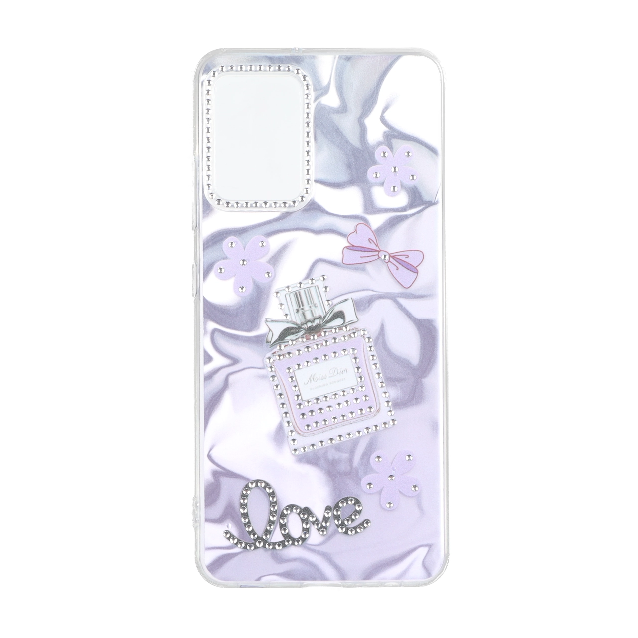 قاب طرح Silver Cloud نگین دار Love بنفش مناسب برای سامسونگ گلکسی A32 4G