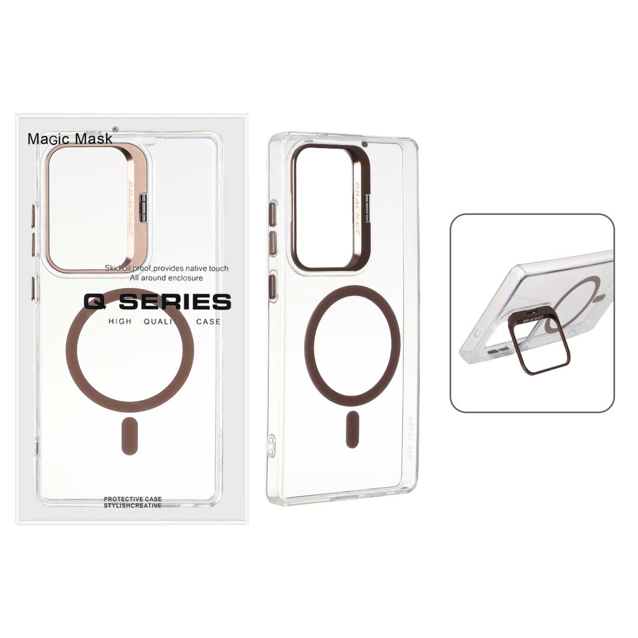 قاب طرح Q Series Bracket کریستالی مگ سیف لنز استندشو مناسب برای سامسونگ گلکسی S25 اولترا