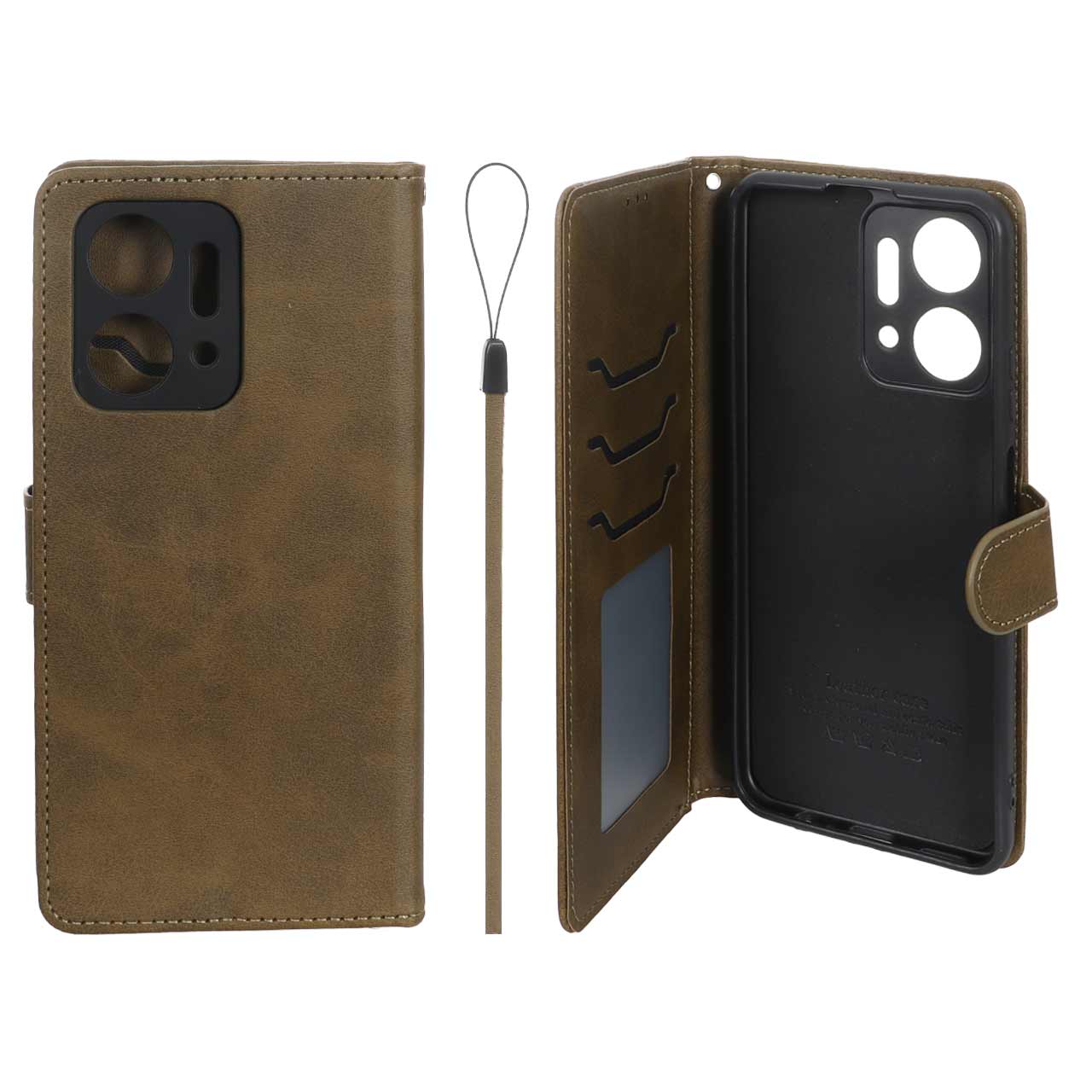 کیف موبایل مگنتی داخل خز درجه یک مناسب برای گوشی Honor X7a - سبز زیتونی