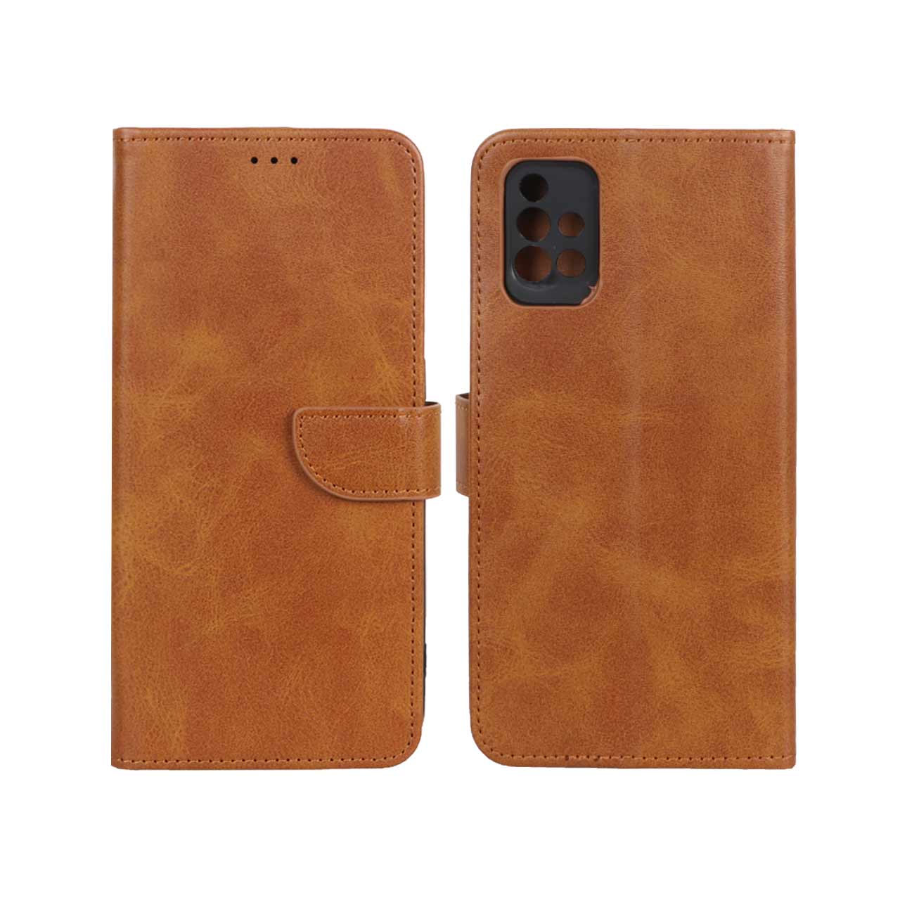 کیف چرمی مگنتی محافظ لنزدار عسلی مناسب برای سامسونگ گلکسی A51 و M40s