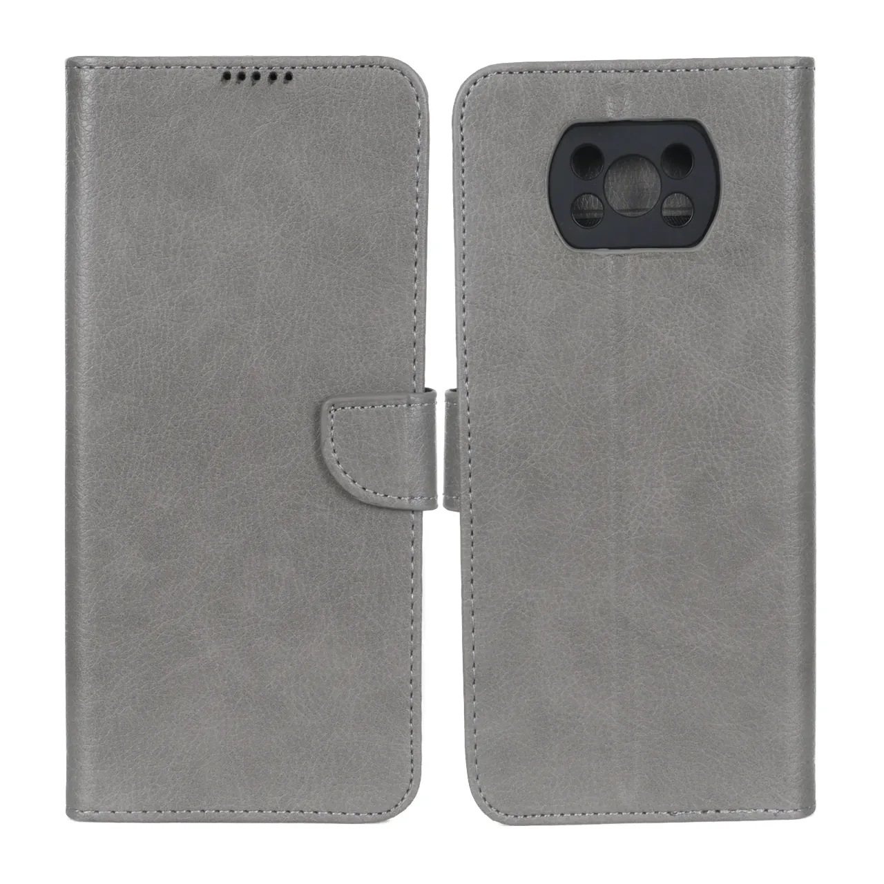 کیف چرمی موبایل مگنتی محافظ لنزدار KRF مدل Xiaomi Poco X3 / Poco X3 Pro / Poco X3 NFC - طوسی