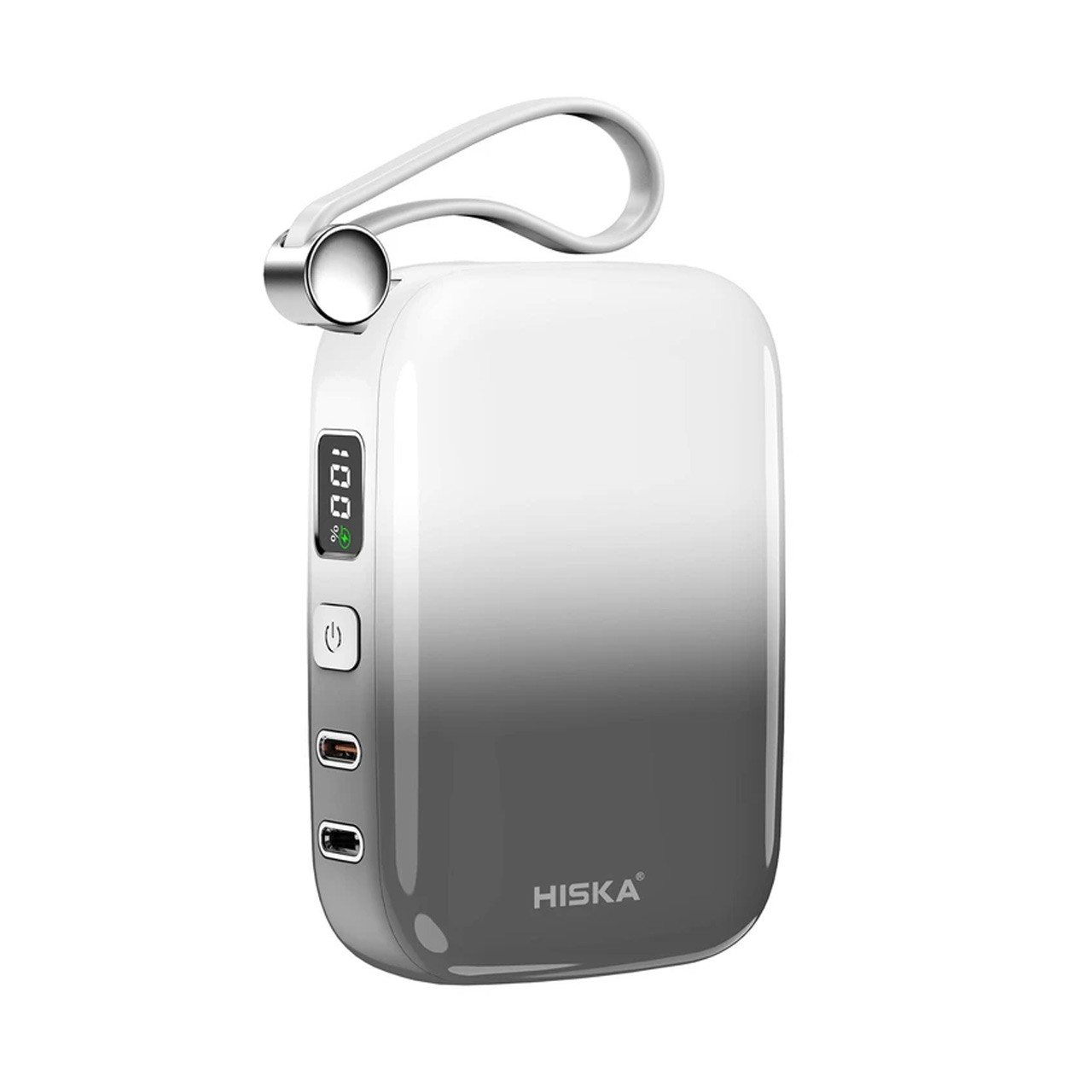 پاوربانک 22.5 وات 10000 میلی آمپر (PD و فست شارژ) Hiska مدل HP-125PD - سفید خاکستری