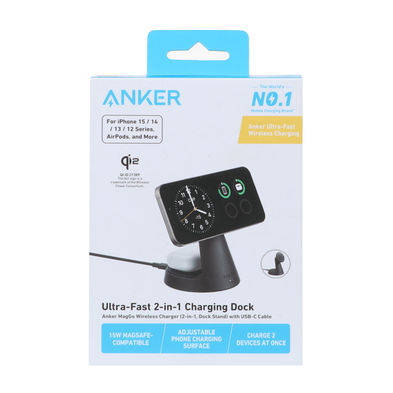 شارژر وایرلس دو کاره ANKER مدل A25M7H11 توان 15 وات
