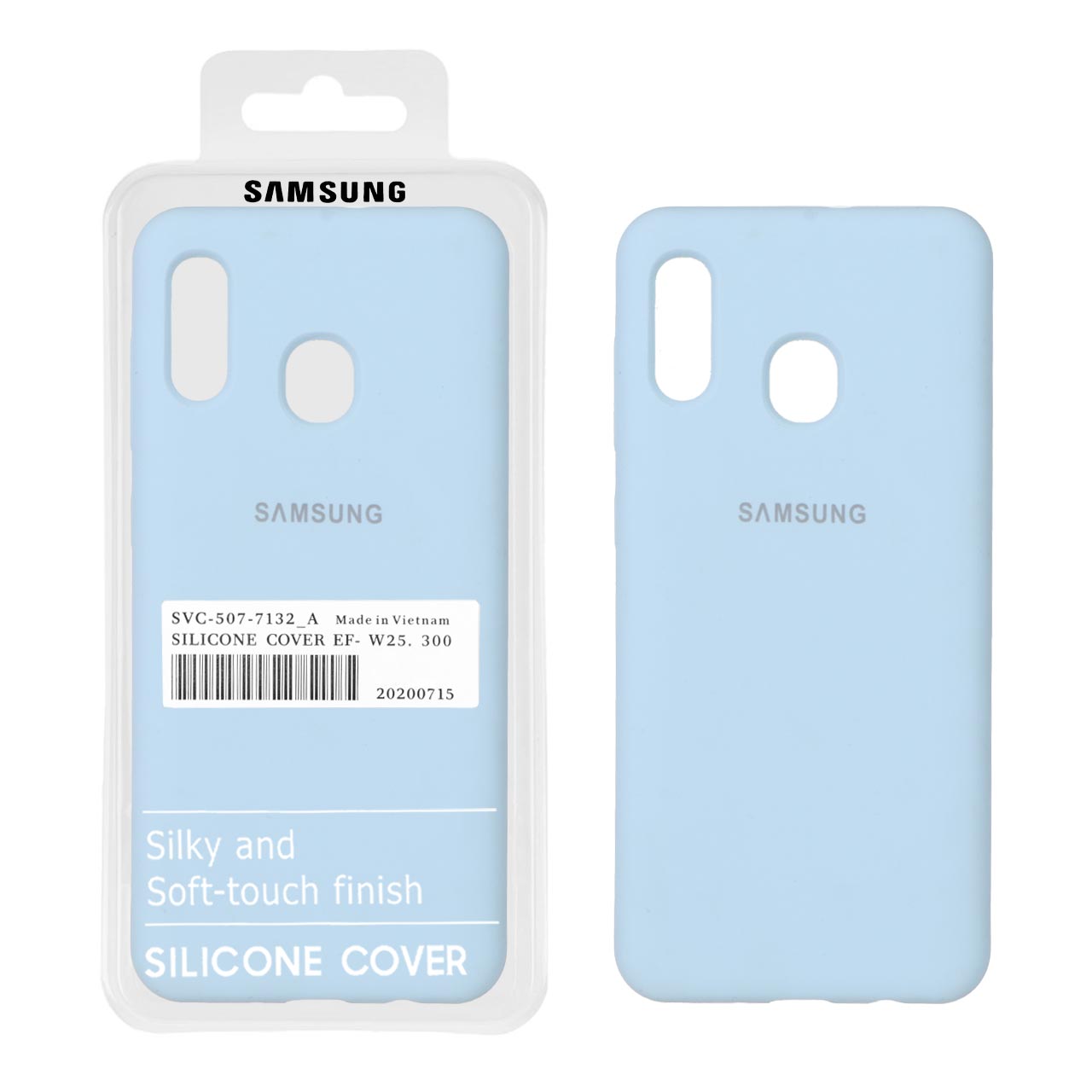 قاب سیلیکونی پاک کنی اورجینال درجه یک Samsung Galaxy A30 / A20 - آبی آسمانی (پک دار)