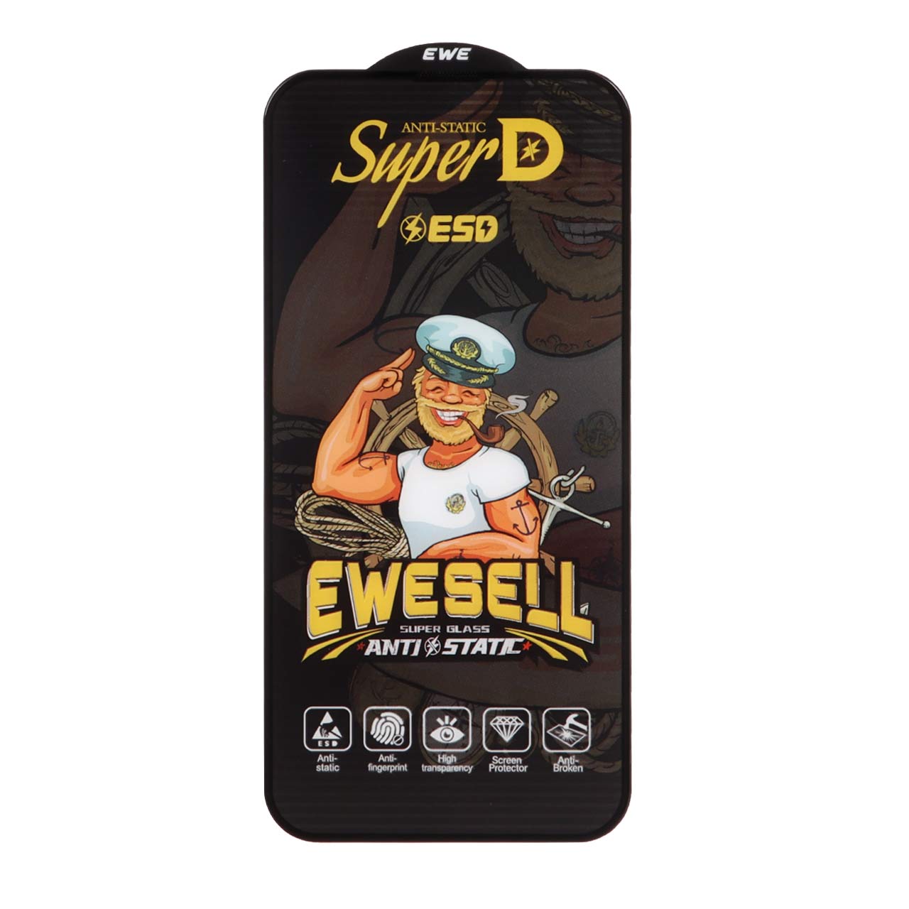 محافظ صفحه نمایش شیشه ای فول کاور Super D ESD Ewesell مناسب برای آیفون 13، آیفون 13 پرو و آیفون 14