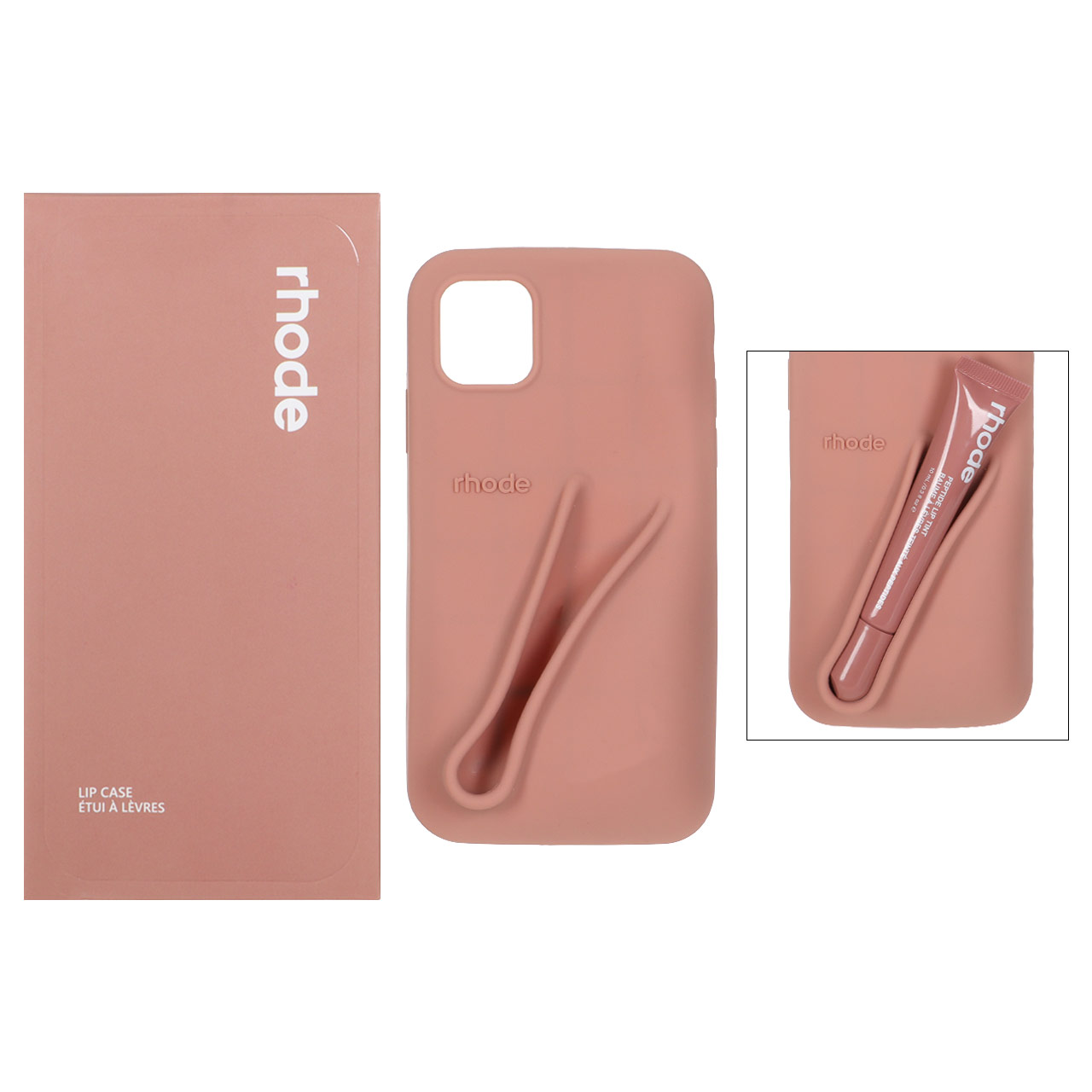 قاب سیلیکونی پاک کنی اورجینال rhode با ست لیپ گلاس Apple iPhone 11 - کرم نارنجی