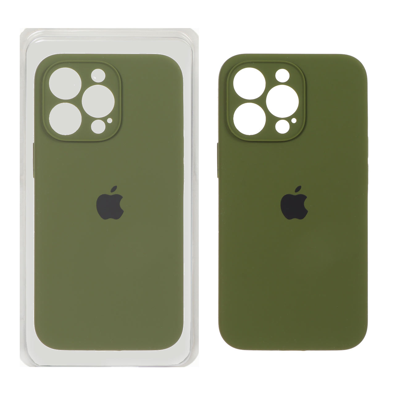قاب سیلیکونی پاک کنی محافظ لنزدار اورجینال Apple iPhone 13 Pro - سبز زیتونی (پک اصلی)