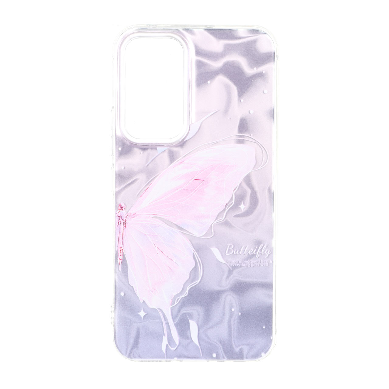 قاب طرح پروانه Silver Cloud دور ژله ای مناسب برای سامسونگ گلکسی A54