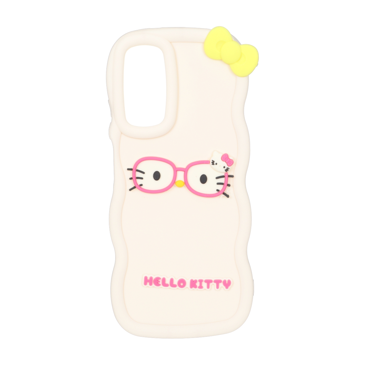 قاب سیلیکونی کنگره ای کرم طرح Hello Kitty عینکی مناسب برای شیائومی ردمی نوت 12 اس / ردمی نوت 11 4G / ردمی نوت 11 اس