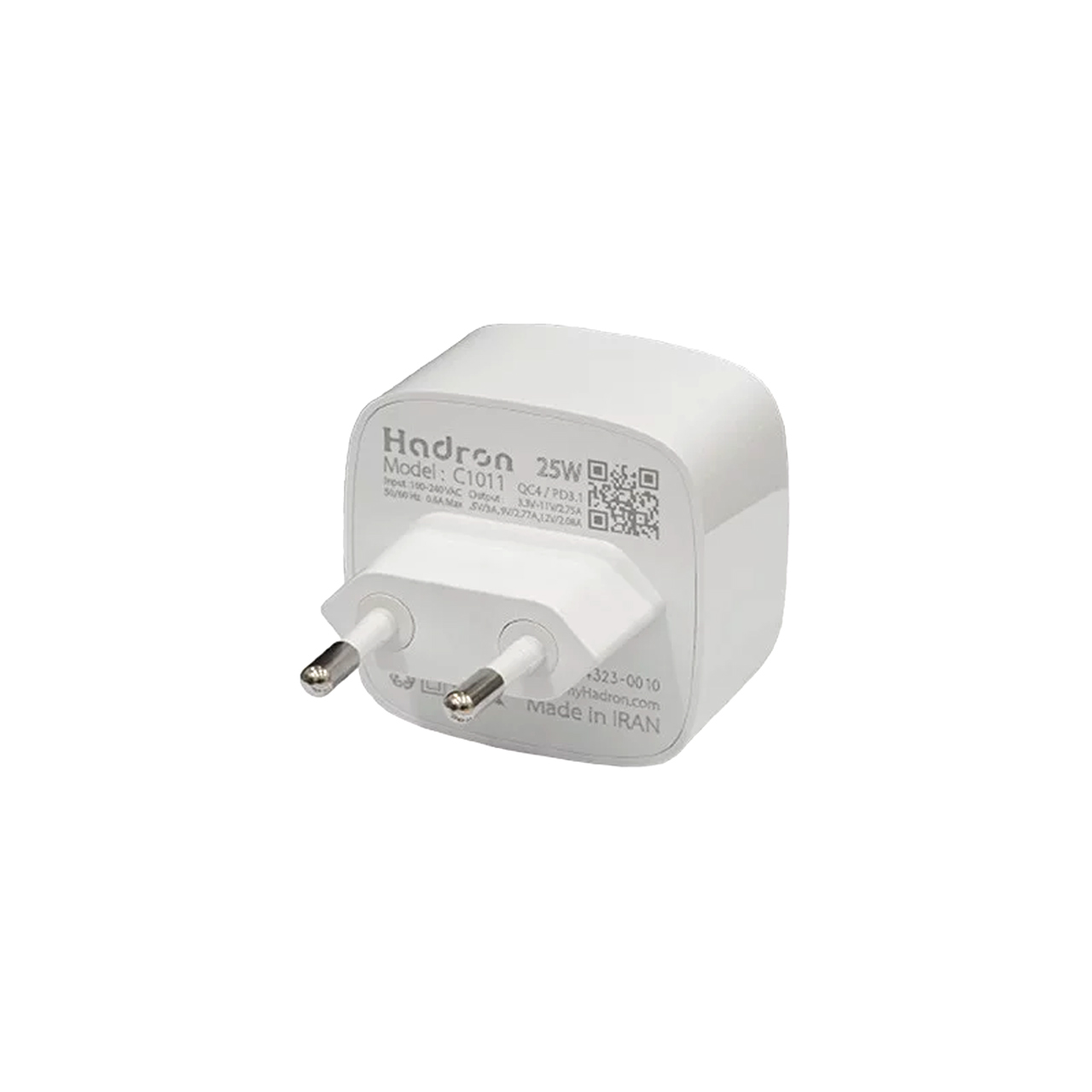 شارژر دیواری 25 وات فست و PD تک پورت Hadron مدل C1011 - سفید