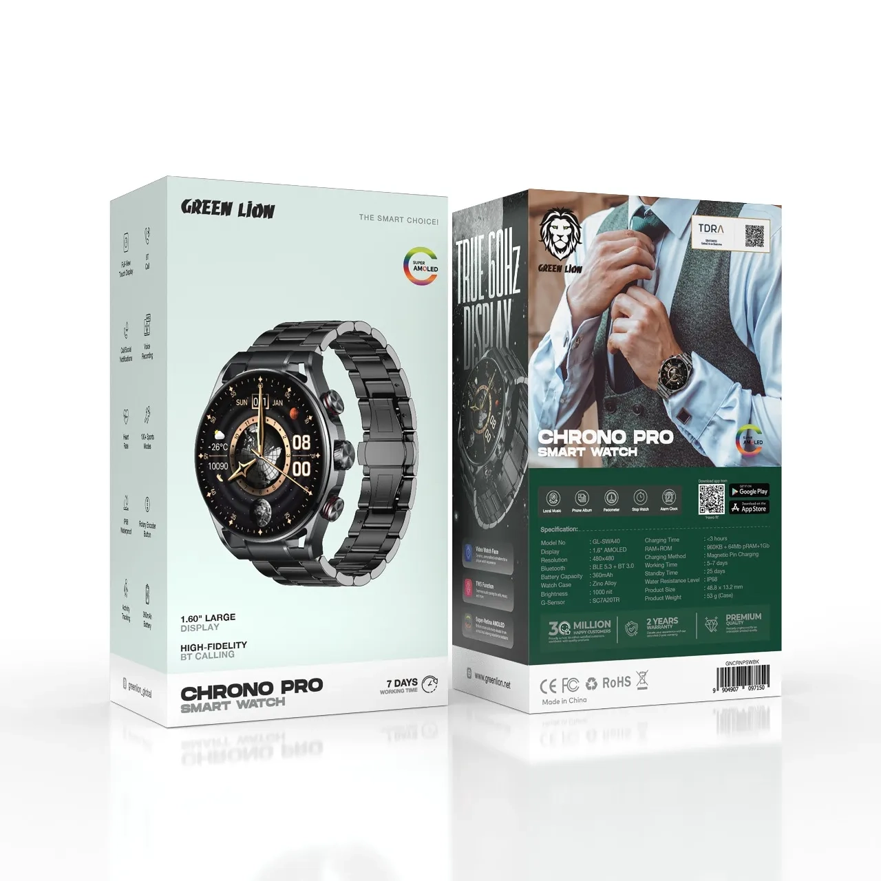 ساعت هوشمند گرین لاین مدل CHRONO PRO GNCRNPSWBK مشکی 