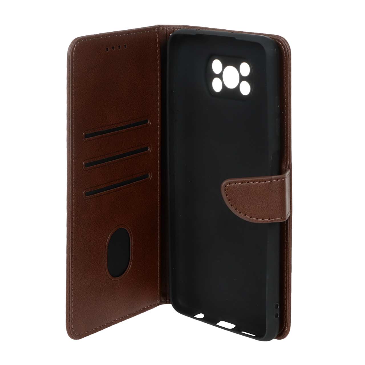 کیف چرمی مگنتی محافظ لنز مناسب برای شیائومی پوکو X3، پوکو X3 پرو و پوکو X3 NFC قهوه ای