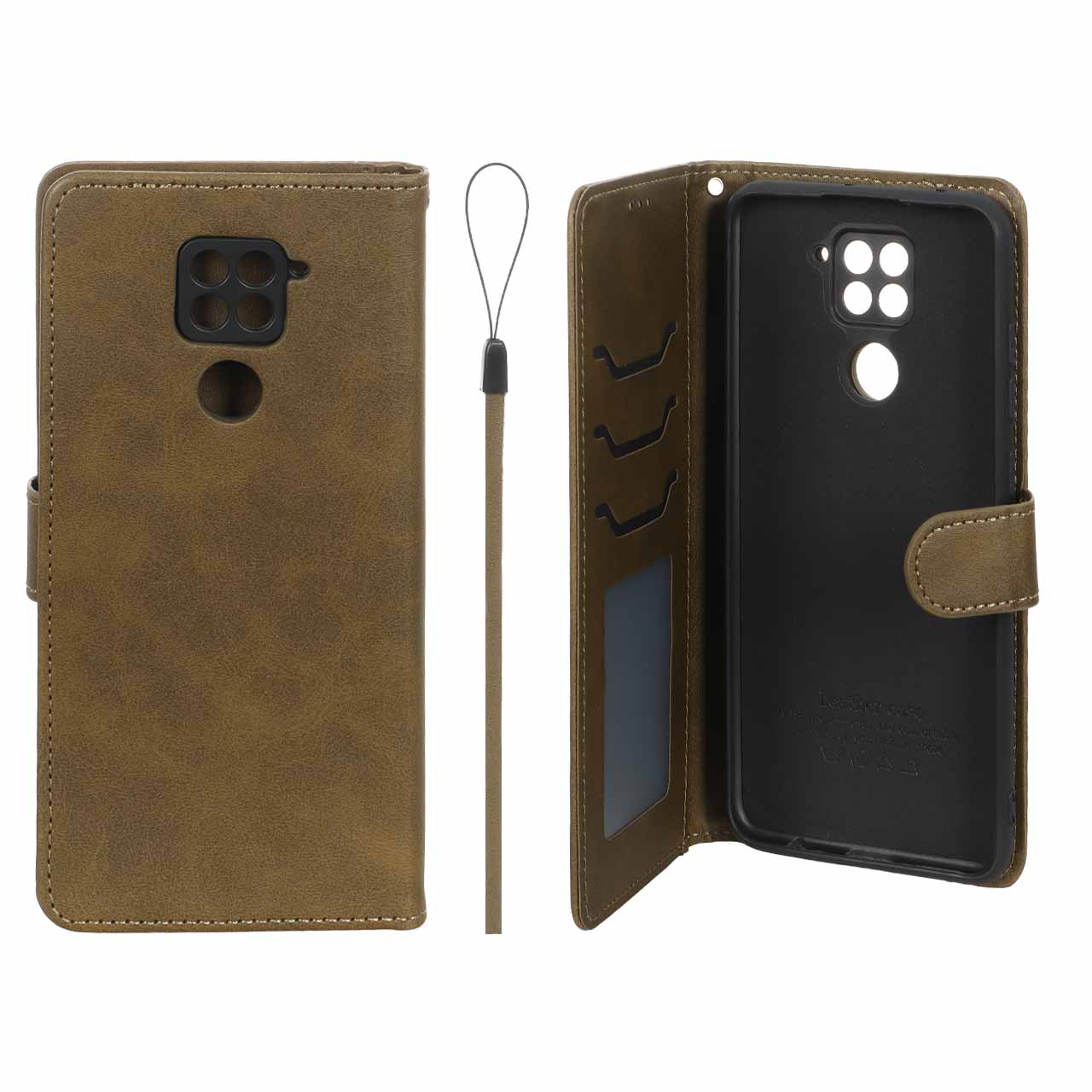 کیف مگنتی طرح چرم داخل خز مناسب برای شیائومی ردمی نوت ۹، ردمی ۱۰ ایکس 5G و ردمی ۱۰ ایکس پرو 5G - سبز زیتونی