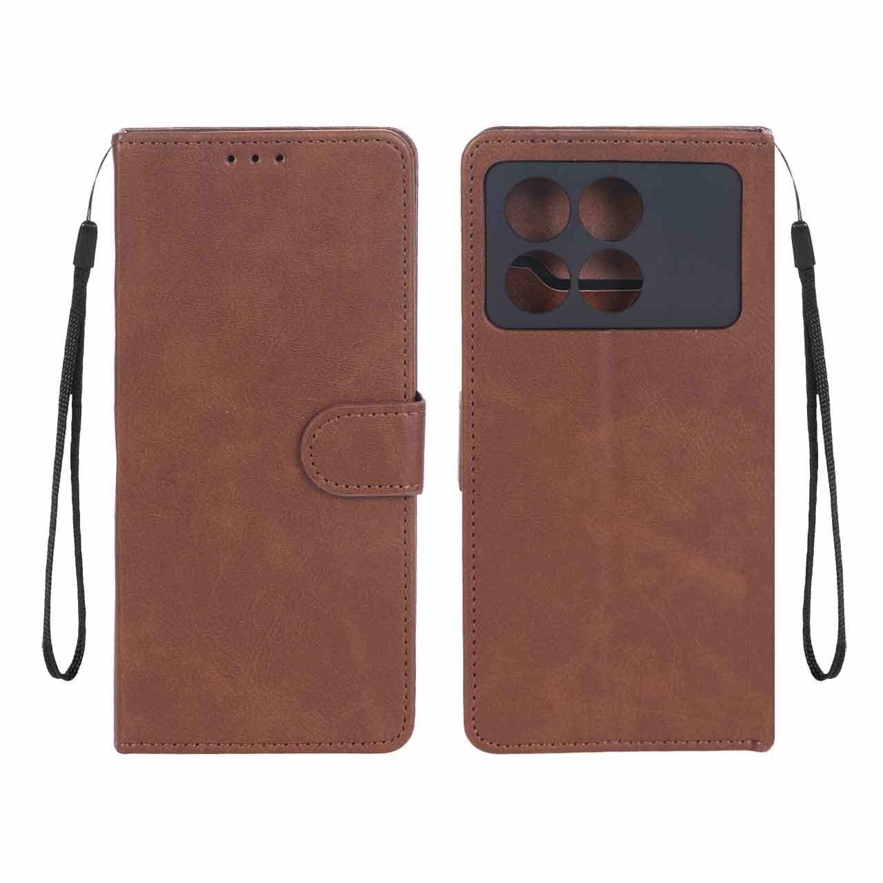 کیف موبایل مگنتی درجه یک داخل خز MNC Plus مدل Xiaomi Poco X6 Pro 5G / Redmi K70E - قهوه ای