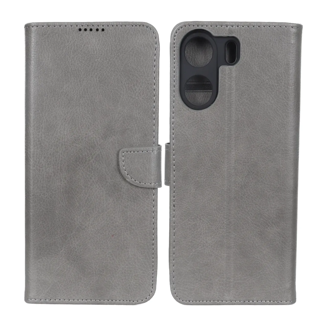 کیف چرمی مگنتی محافظ لنزدار KRF مناسب برای Xiaomi Redmi 13C و Poco C65 - طوسی