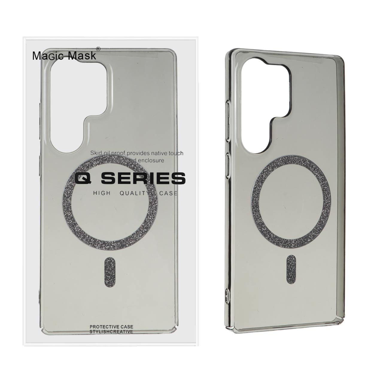 قاب طرح MagSafe اکلیلی شفاف مشکی مناسب برای سامسونگ گلکسی S25 الترا