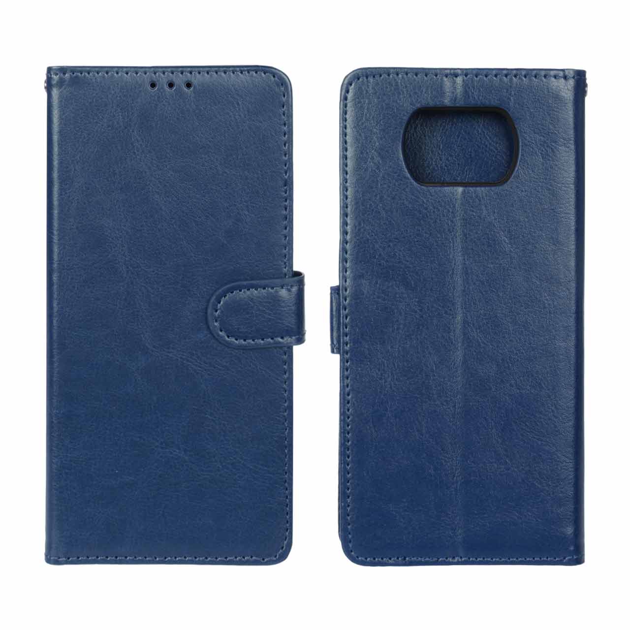 کیف مگنتی چرمی کلاسیک سرمه‌ای مناسب برای شیائومی پوکو X3 / Poco X3 Pro / Poco X3 NFC