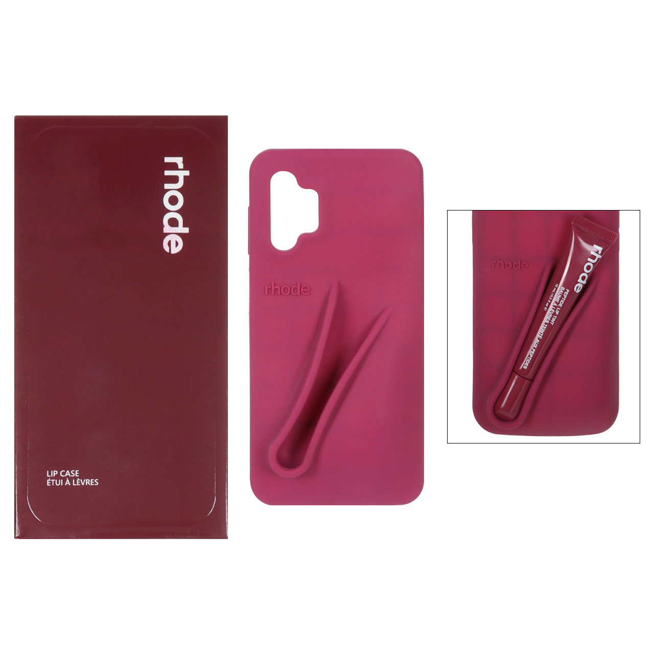 قاب سیلیکونی پاک کنی اورجینال rhode با ست لیپ گلاس Samsung Galaxy A13 4G / A13 5G / A04s / M13 4G / M23 / F13 - آلبالویی