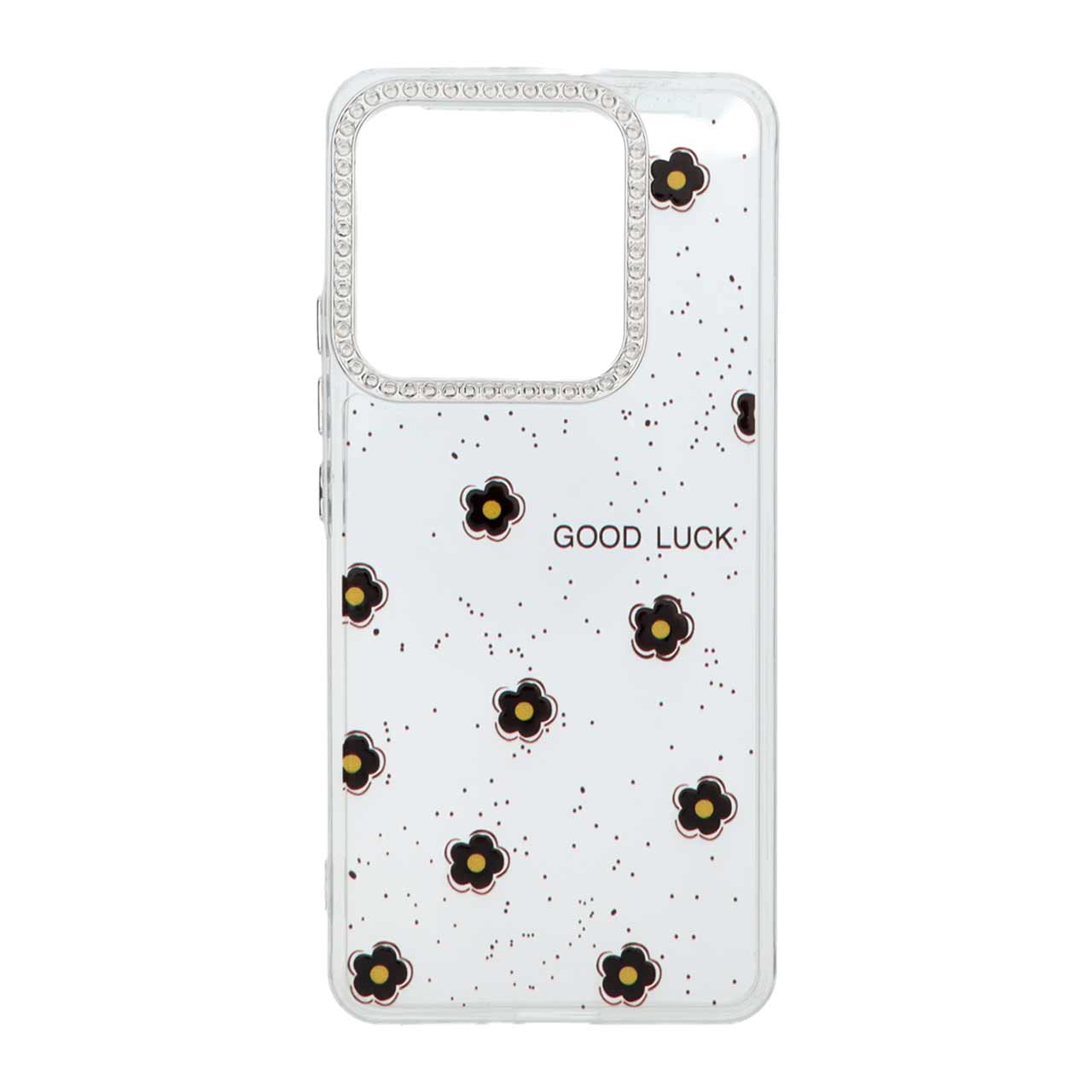قاب شفاف ژله ای طرح گل‌های فانتزی Good Luck با محافظ لنز کروم مناسب برای شیائومی ردمی نوت 14 4G