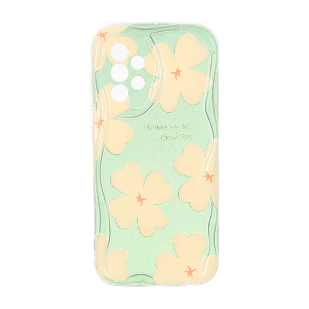قاب کنگره‌ای ژله‌ای طرح گل‌دار محافظ لنزدار مناسب برای سامسونگ Galaxy A32 4G