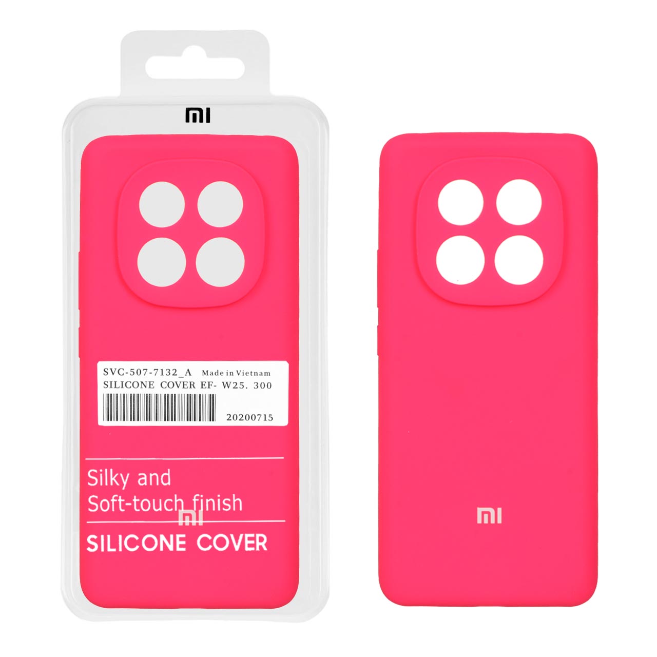 قاب سیلیکونی پاک کنی اورجینال درجه یک Xiaomi Redmi Note 14 Pro 4G - صورتی فانتزی (پک دار)