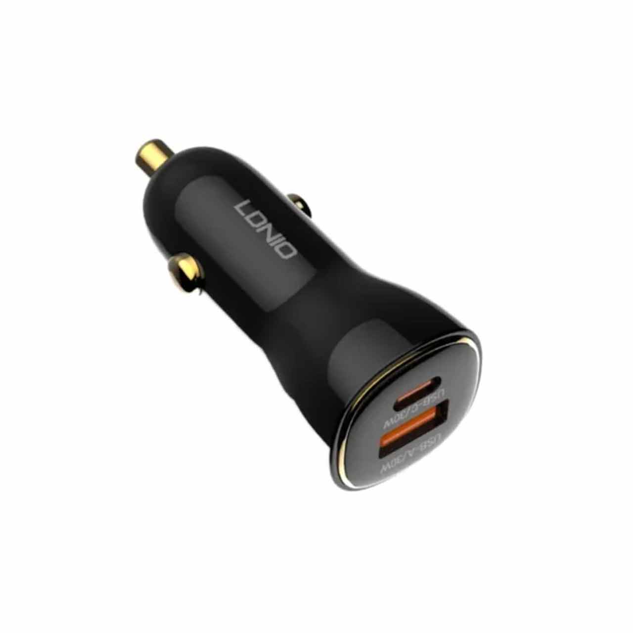 شارژر فندکی فست و PD الدنیو C103 60W دو پورت همراه با کابل Type-C مشکی
