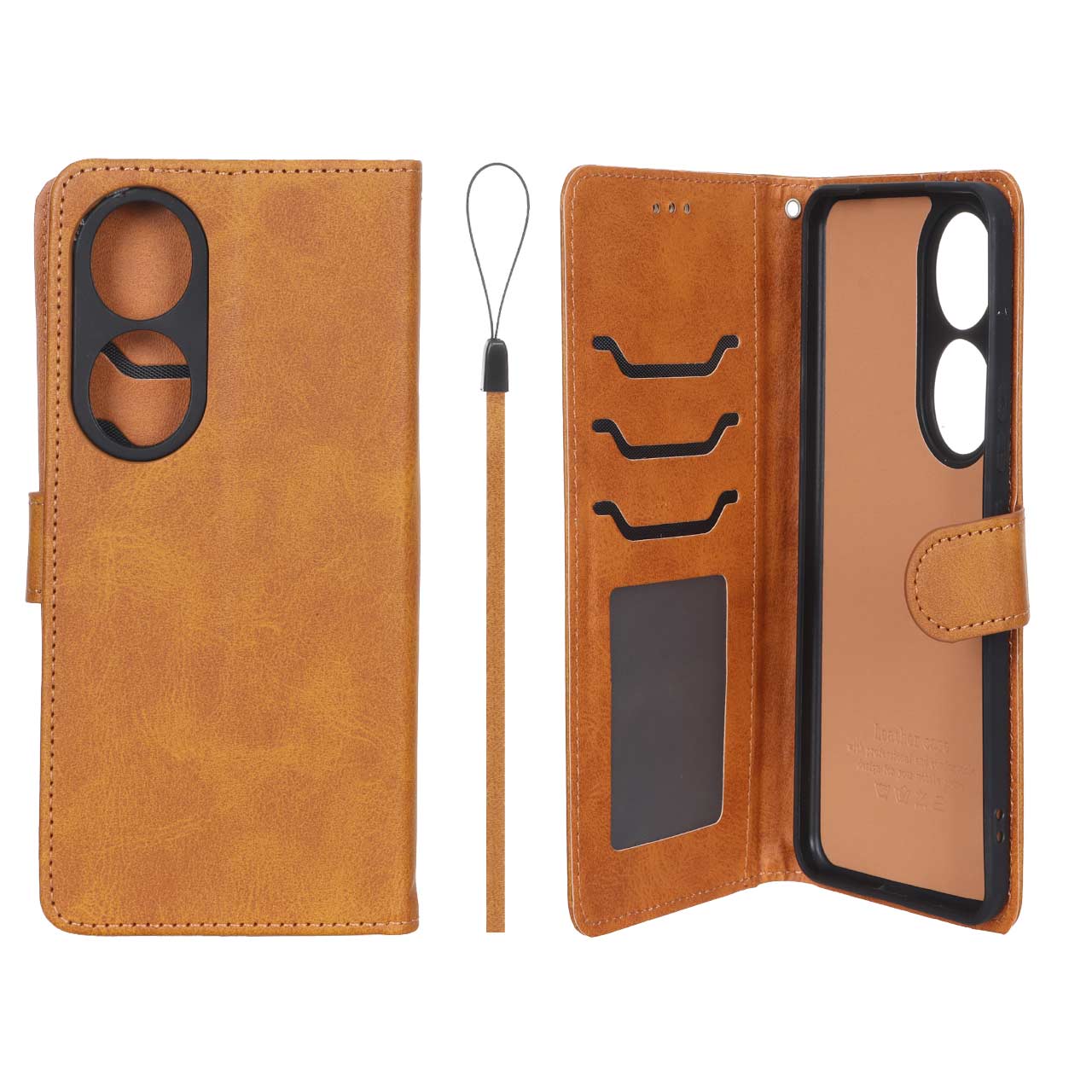 کیف کلاسوری مگنتی طرح چرم داخل خز MNC Plus مناسب برای Honor 90 رنگ عسلی