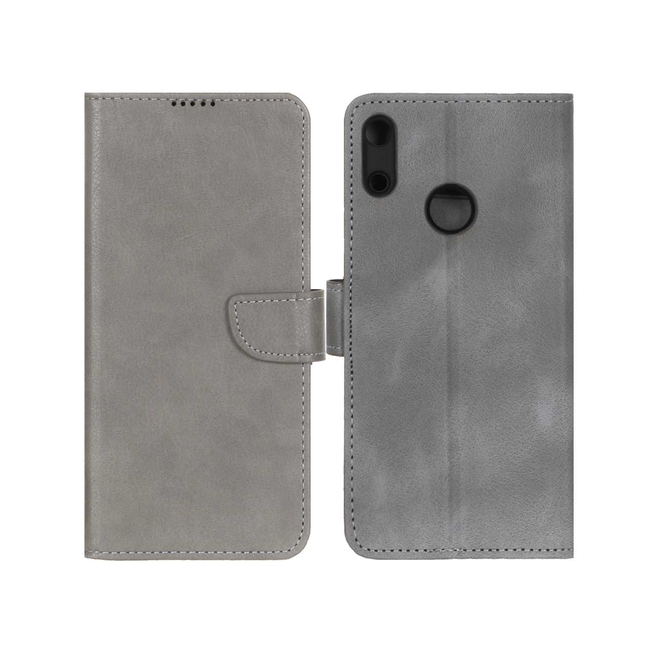 کیف چرمی مگنتی محافظ لنزدار طوسی مناسب برای Huawei Y6 (2019) / Y6 Prime (2019) / Y6s / Honor 8a