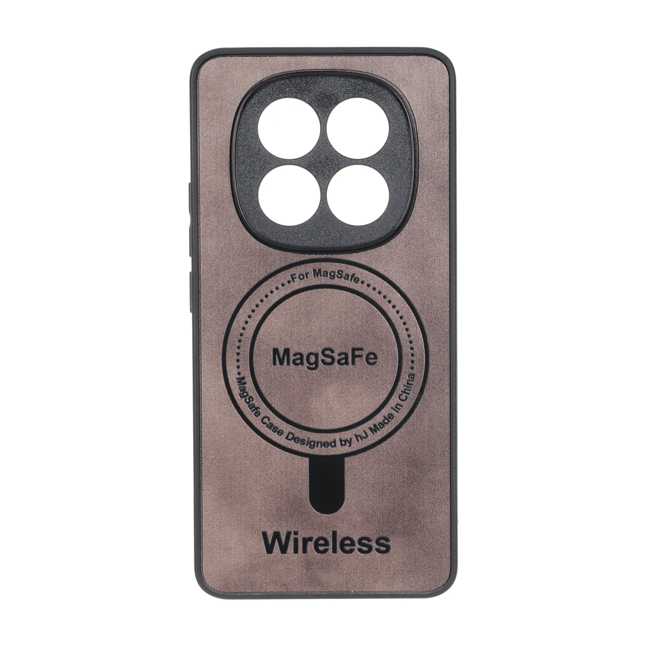 قاب Wireless طرح مگ سیف محافظ لنز برجسته قهوه‌ای مناسب برای شیائومی ردمی نوت ۱۵