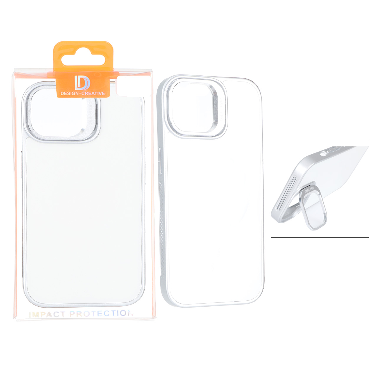 قاب اورجینال PVD Case Pro استندشو MagSafe مدل Apple iPhone 15 / iPhone 14 / iPhone 13 - نقره ای (پک دار)
