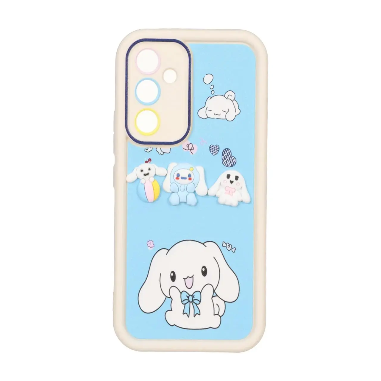 قاب طرح عروسک برجسته Cinnamoroll آبی محافظ لنز مناسب برای سامسونگ گلکسی A54